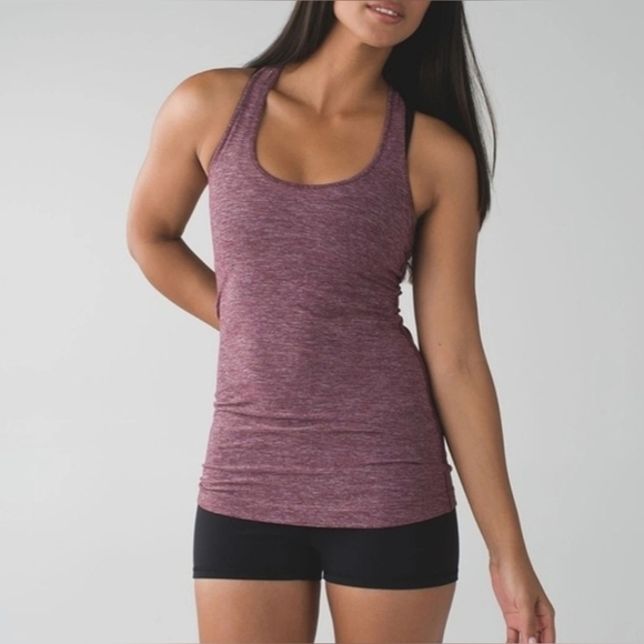 Lululemon Cool Racerback Tank Heathered Bordeaux Size 10 - Picture 1 of 5